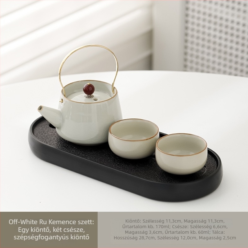 Kung Fu teáskészlet: egy teáskanna és két csésze, porcelán, teás tálcával, modern minimalista stílus