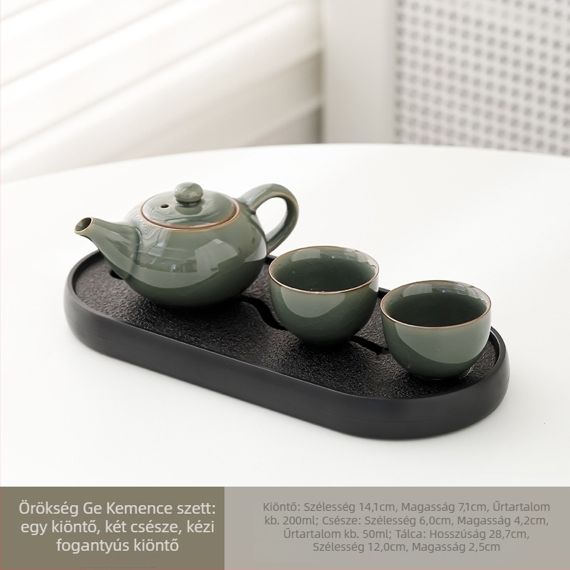Kung Fu teáskészlet: egy teáskanna és két csésze, porcelán, teás tálcával, modern minimalista stílus