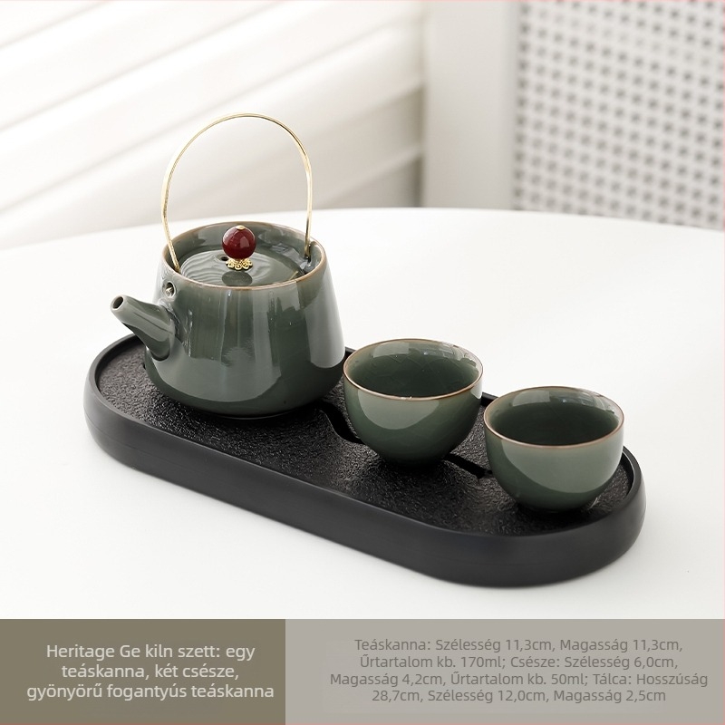 Kung Fu teáskészlet: egy teáskanna és két csésze, porcelán, teás tálcával, modern minimalista stílus