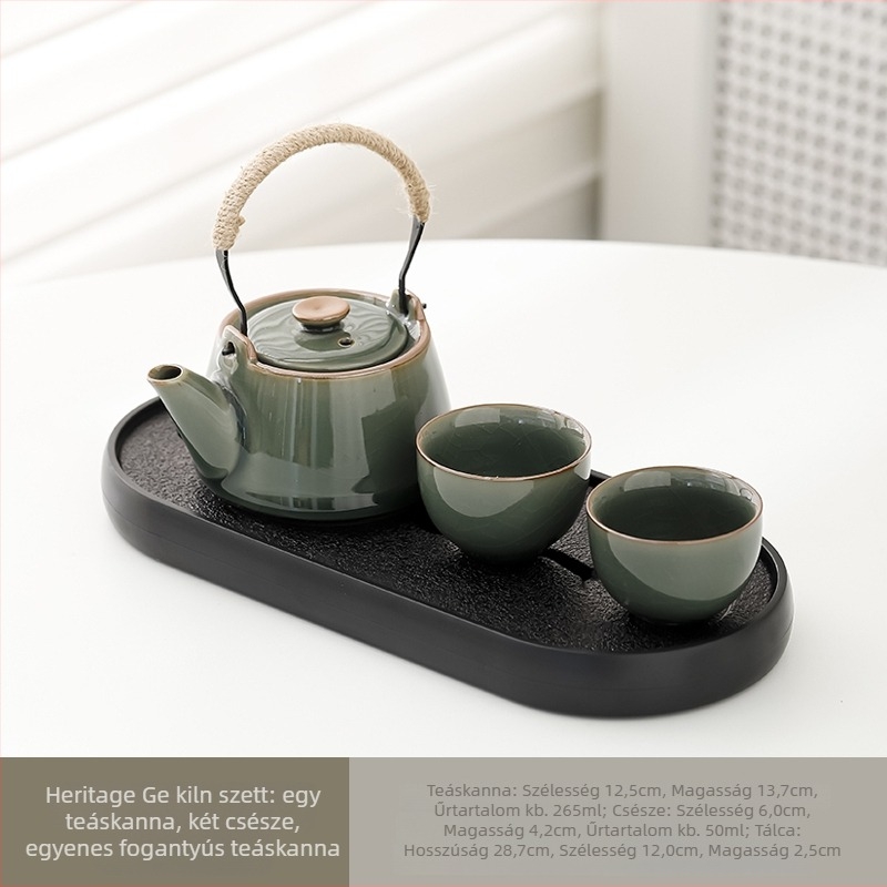 Kung Fu teáskészlet: egy teáskanna és két csésze, porcelán, teás tálcával, modern minimalista stílus