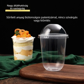 U alakú egyszer használatos pohár gyümölcsös joghurthoz, pudinghoz, desszertekhez, süteményekhez, fagylalthoz és bubble tea-hez