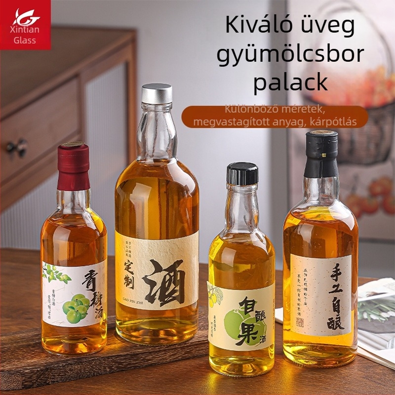 500 ml-es üveg gyümölcsborhoz, átlátszó, vastagabb üveg, házi szilvabor készítéséhez