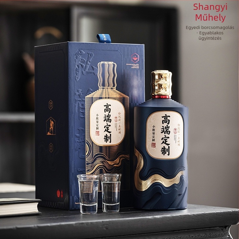 Shangyifang prémium üveg alkoholtartalmú palack 500 ml – teljes csomagolási készlet tervezési támogatással