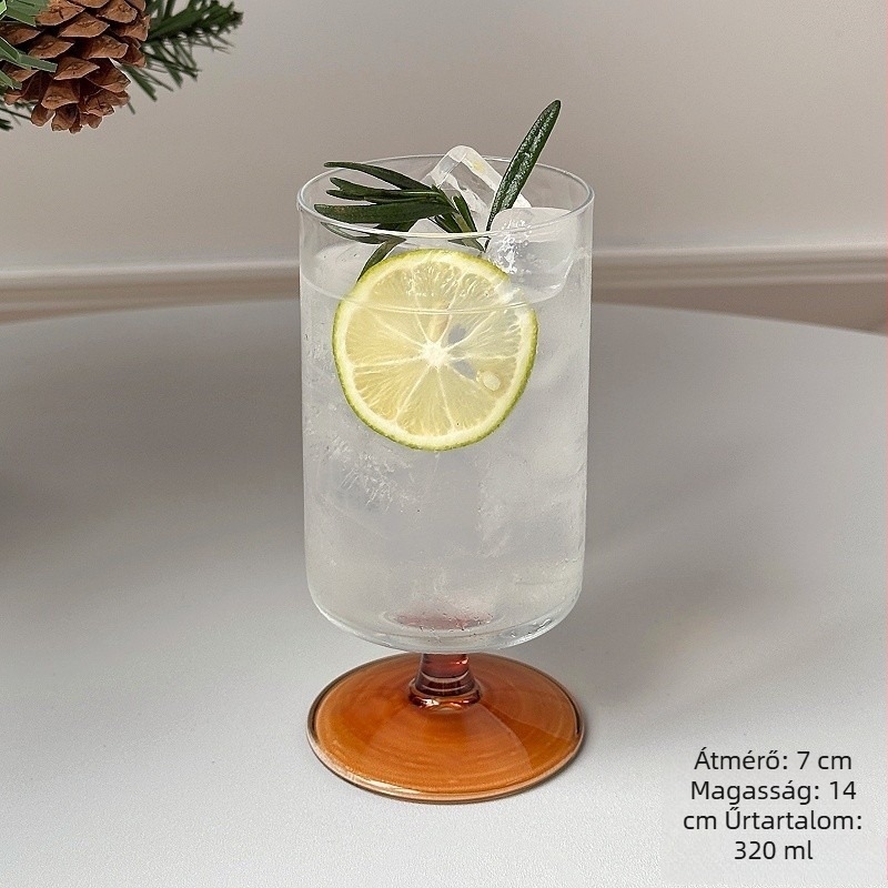 Magas talpú üvegpohár italokhoz – elegáns, modern dizájn, ideális hideg italokhoz, tej-tea és gyümölcstea