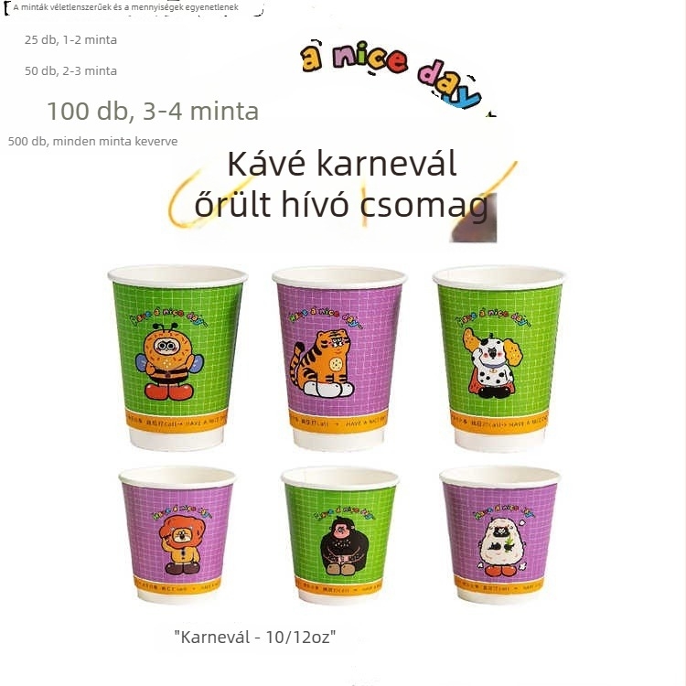 Eldobható papírpohár kávéhoz, 301–400 ml, gyümölcslevekhez, tejteához, forró és hideg italokhoz, vastag falú és égési sérülések elleni védelem
