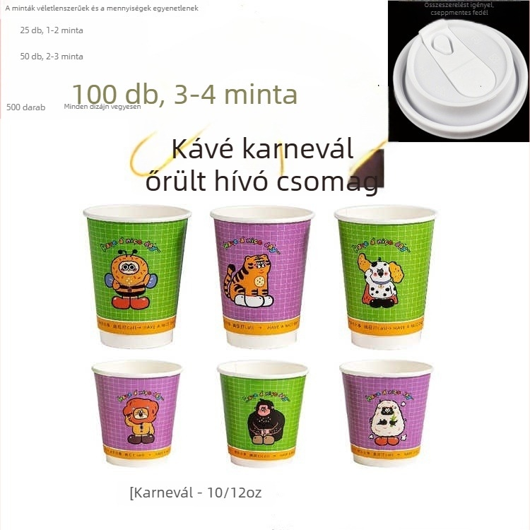 Eldobható papírpohár kávéhoz, 301–400 ml, gyümölcslevekhez, tejteához, forró és hideg italokhoz, vastag falú és égési sérülések elleni védelem