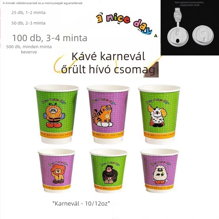 Eldobható papírpohár kávéhoz, 301–400 ml, gyümölcslevekhez, tejteához, forró és hideg italokhoz, vastag falú és égési sérülések elleni védelem