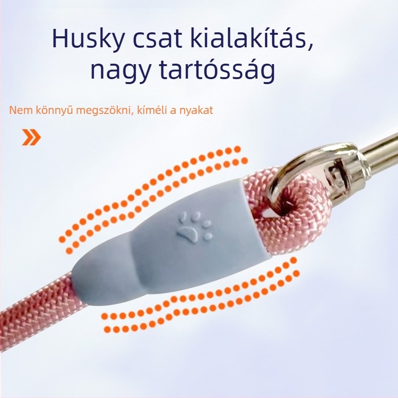 Kutyasétáló póráz, közepes méret, dupla végű, egyszerre két kutyához