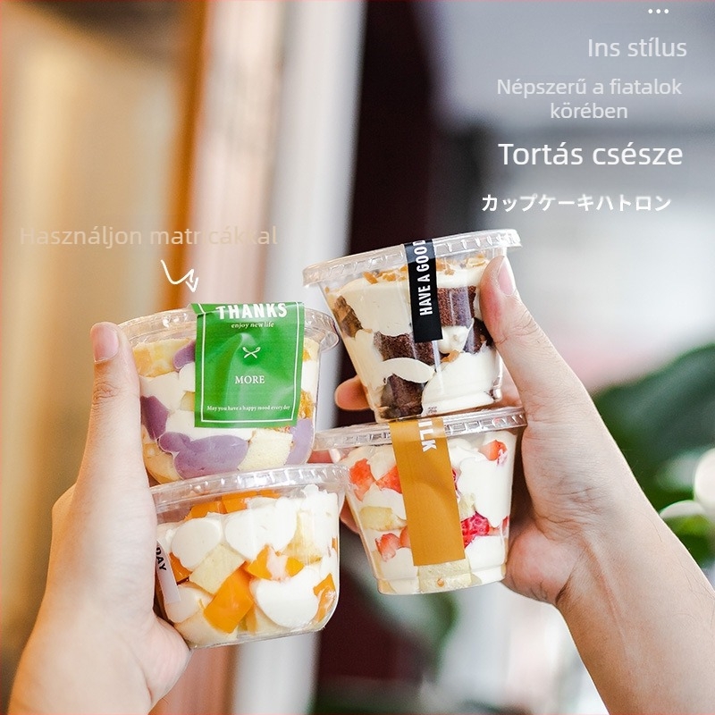 Qicai egyszer használatos mini műanyag pohár, 201-300 ml, kávézók, desszertek, zselé, mousse és puding számára, PET műanyag