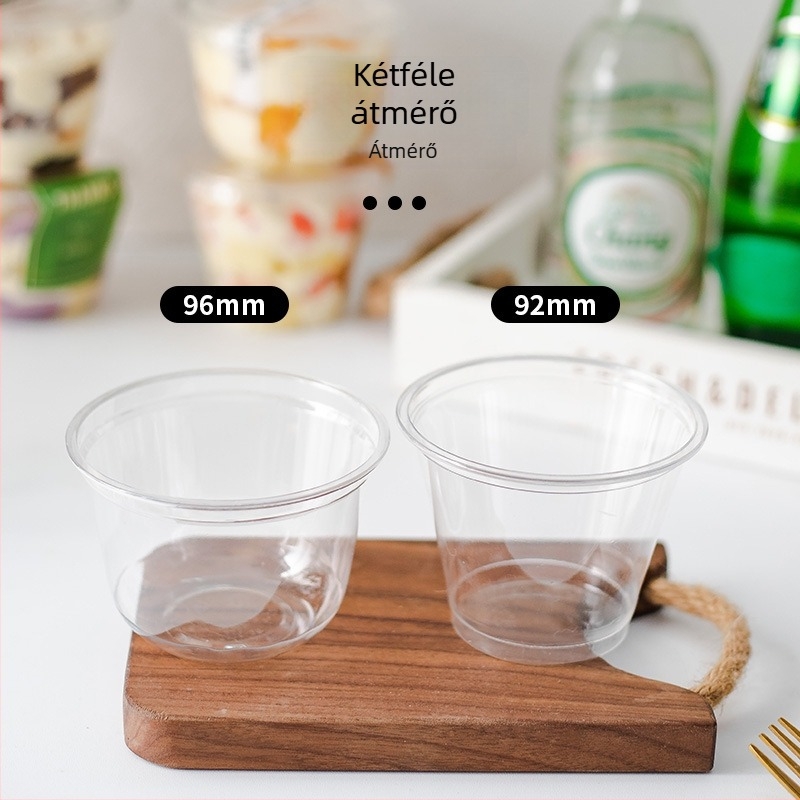 Qicai egyszer használatos mini műanyag pohár, 201-300 ml, kávézók, desszertek, zselé, mousse és puding számára, PET műanyag