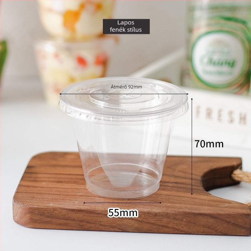 Qicai egyszer használatos mini műanyag pohár, 201-300 ml, kávézók, desszertek, zselé, mousse és puding számára, PET műanyag