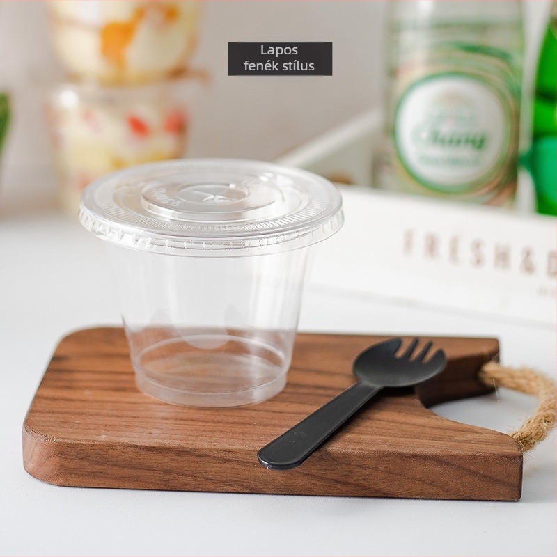 Qicai egyszer használatos mini műanyag pohár, 201-300 ml, kávézók, desszertek, zselé, mousse és puding számára, PET műanyag