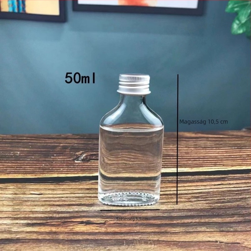 Matt felületű, kis nyakú üveges italpalackok készlet, méretek 50 ml–500 ml, fehérborhoz, tojásos kartoncsomagolás