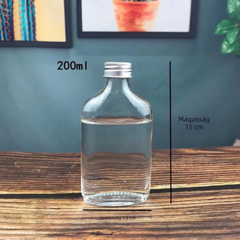 Matt felületű, kis nyakú üveges italpalackok készlet, méretek 50 ml–500 ml, fehérborhoz, tojásos kartoncsomagolás