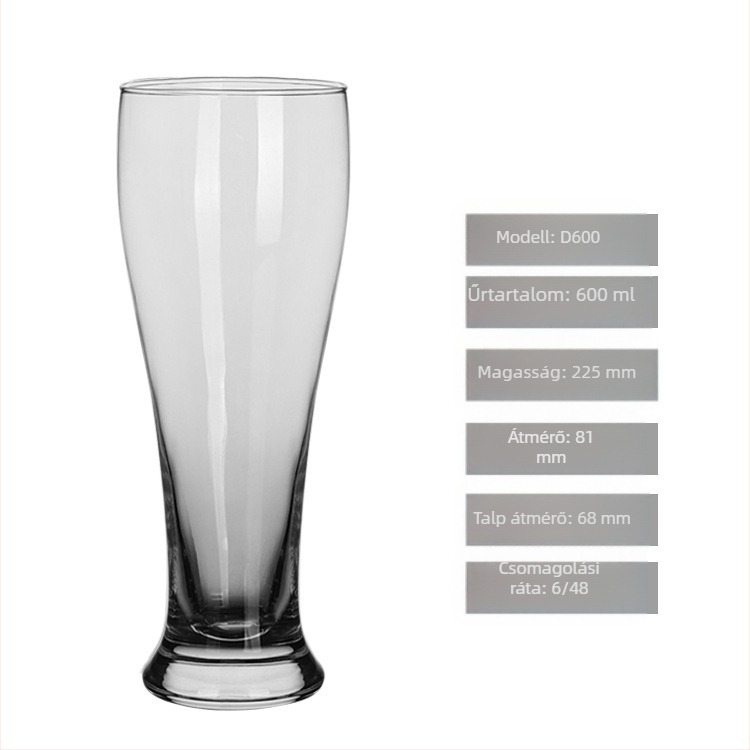 Üvegpohár sörfőzéshez, kézműves sörhöz, nagy kapacitású 501–600 ml, átlátszó, modern letisztult stílus bárhoz