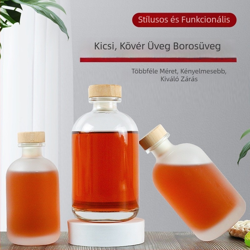 Üveg borosüveg, matt és átlátszó, 500 ml, otthon erjesztett gyümölcsborhoz