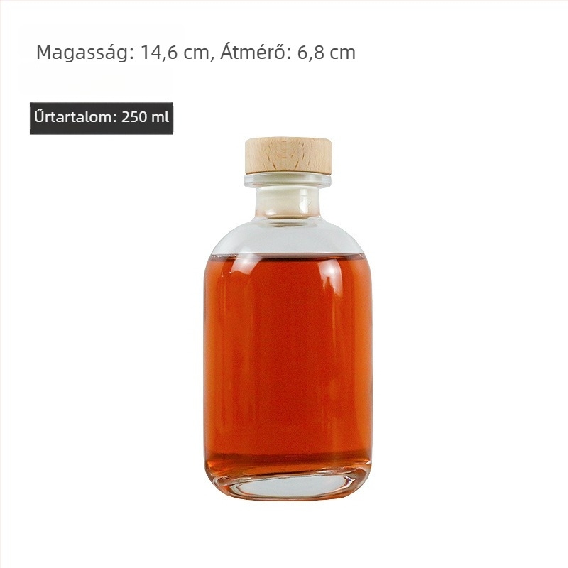Üveg borosüveg, matt és átlátszó, 500 ml, otthon erjesztett gyümölcsborhoz