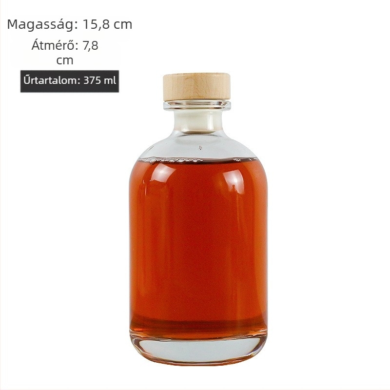 Üveg borosüveg, matt és átlátszó, 500 ml, otthon erjesztett gyümölcsborhoz