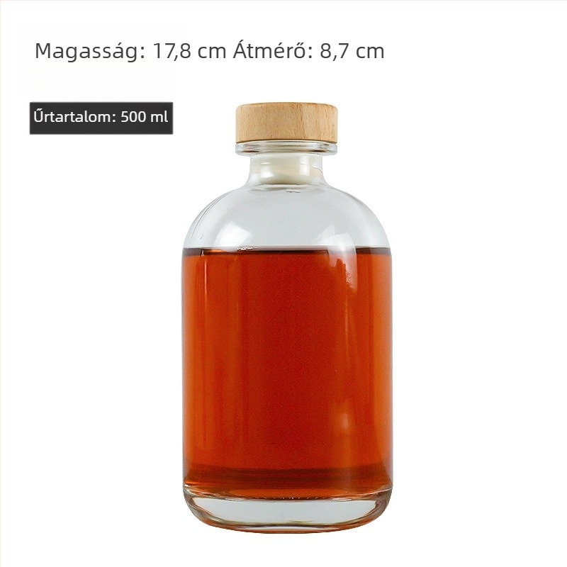 Üveg borosüveg, matt és átlátszó, 500 ml, otthon erjesztett gyümölcsborhoz