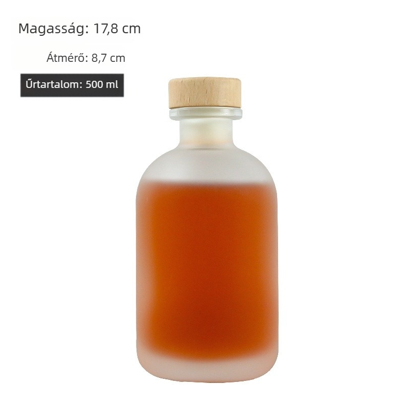 Üveg borosüveg, matt és átlátszó, 500 ml, otthon erjesztett gyümölcsborhoz