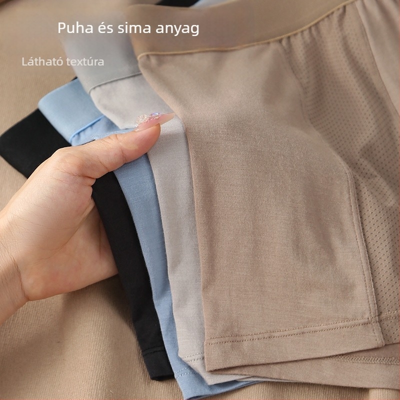 Férfiak számára lélegző hálós boxeralsó, egyszínű, modal anyag