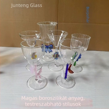 Pillangó alakú boroszilikát pohár, színes üveg, hőálló, otthoni használatra, 201–300 ml, logónyomtatás elérhető