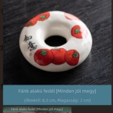 Kézzel festett kerámia fedőállvány költői motívummal, vintage teaceremónia kiegészítő