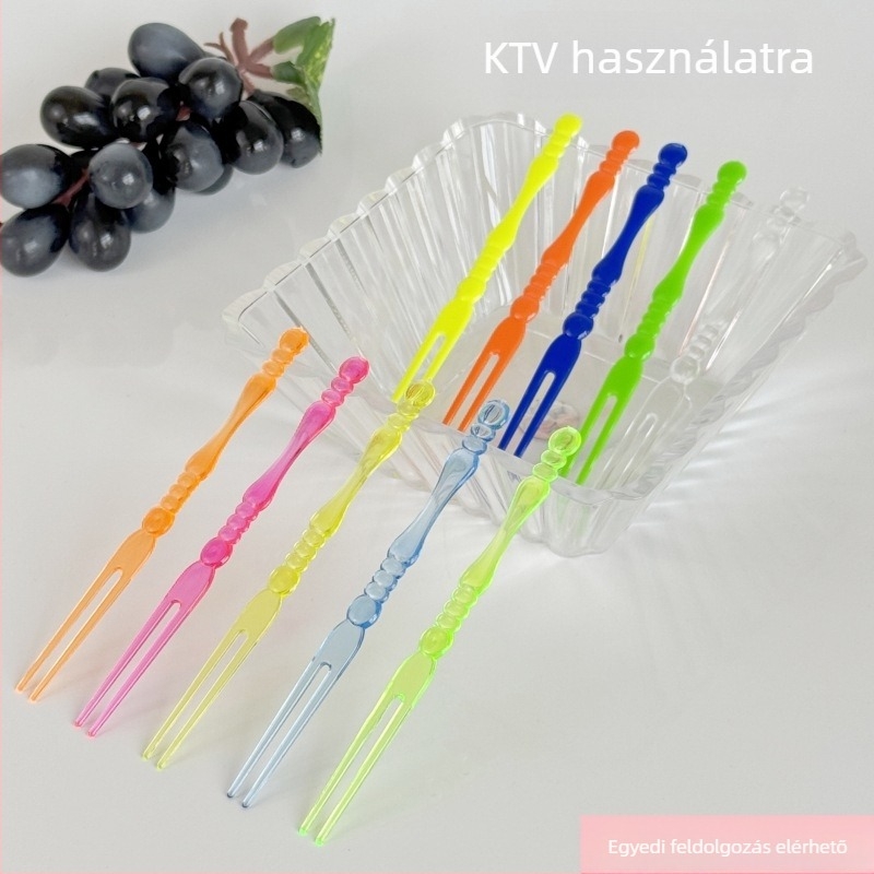 Egyszer használatos gyümölcs villa, egyedi csomagolásban, átlátszó, tortákhoz és nassolnivalókhoz, KTV bár számára, prémium minőség