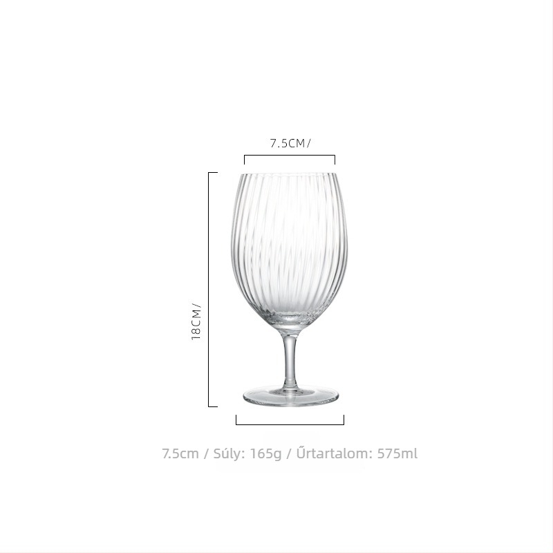 Átlátszó kristálypohár függőleges fasetákkal, vörösborhoz, pezsgőhöz és brandyhoz, 301–400 ml kapacitás