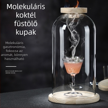 Fából készült füstölt koktélfedél aromainfúzióhoz, whiskyhez és szeszes italokhoz, használható kerek jéggel