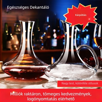 Kristályüvegből készült bordekanter, fogantyúval és ferde szájú, 1000 ml