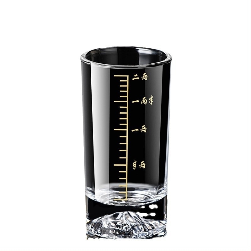 Mérővel ellátott szeszes italok pohara, 101-200 ml, jéghegy-alakú talppal, modern minimalist dizájn vendéglátáshoz