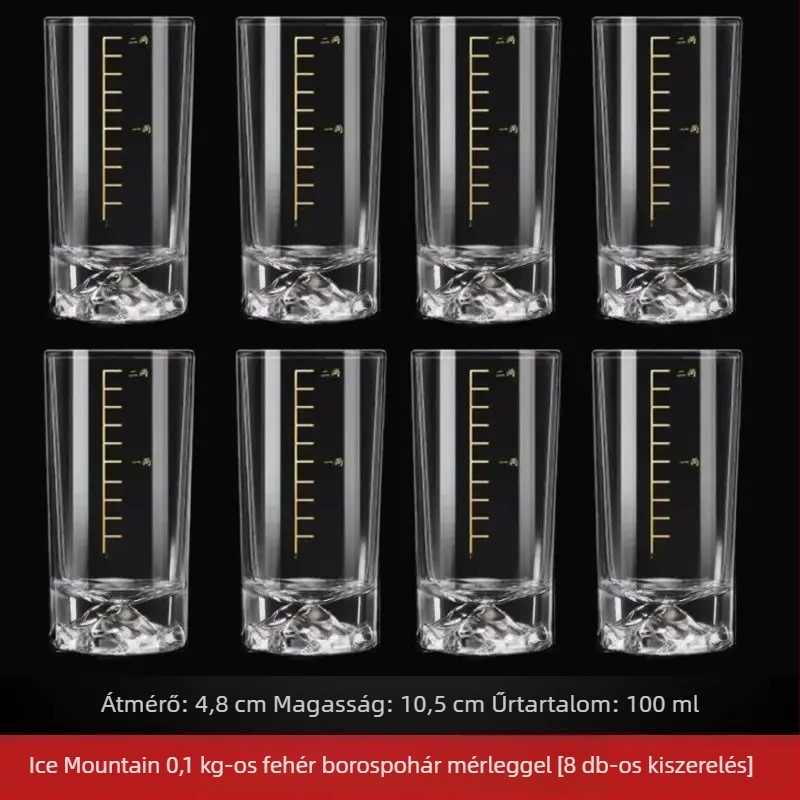 Mérővel ellátott szeszes italok pohara, 101-200 ml, jéghegy-alakú talppal, modern minimalist dizájn vendéglátáshoz