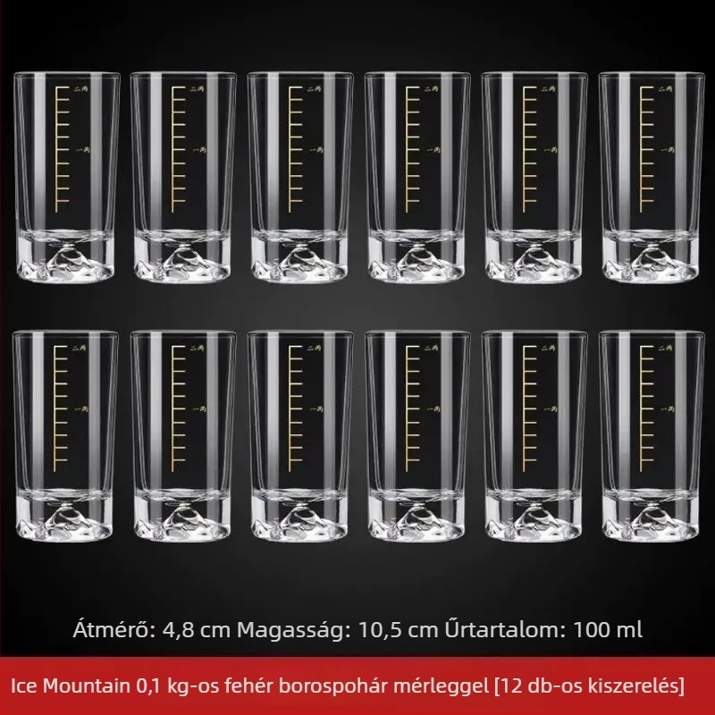 Mérővel ellátott szeszes italok pohara, 101-200 ml, jéghegy-alakú talppal, modern minimalist dizájn vendéglátáshoz