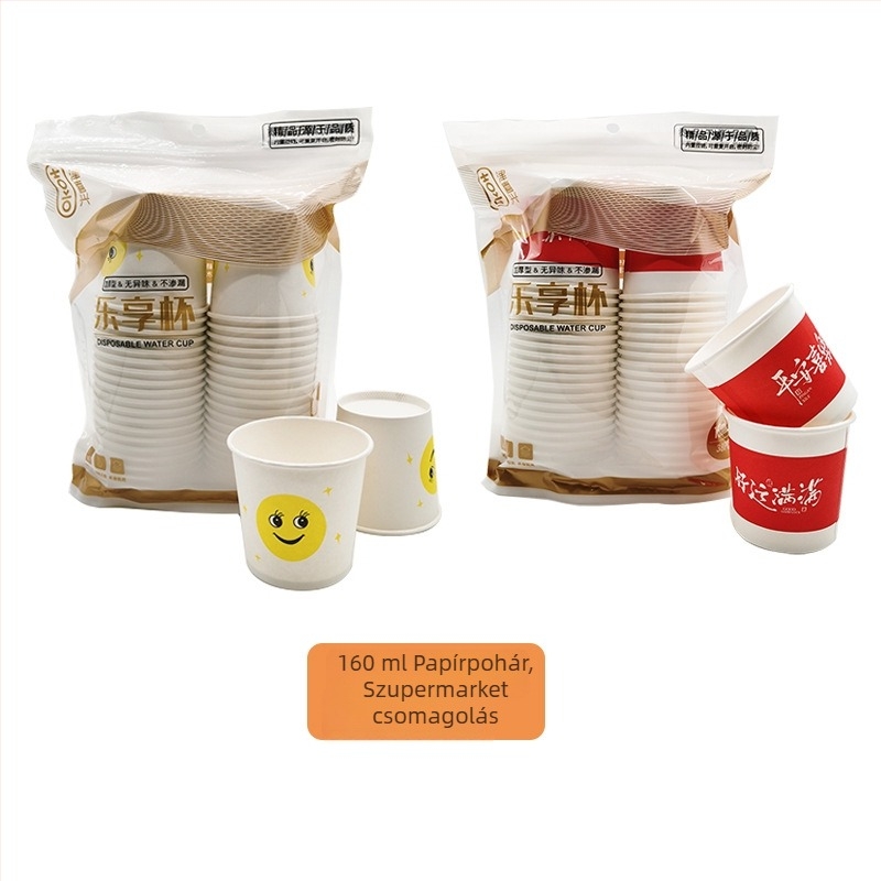 Egyszer használatos papír pohár, 101–200 ml, bevont, forró és hideg italokhoz, tétel 50 darabos csomagban, logónyomás elérhető