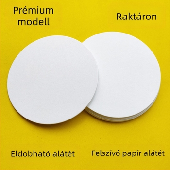 Prémium poháralátétek szállodákhoz és bárokhoz, nedvszívó papírból, egyszer használatos