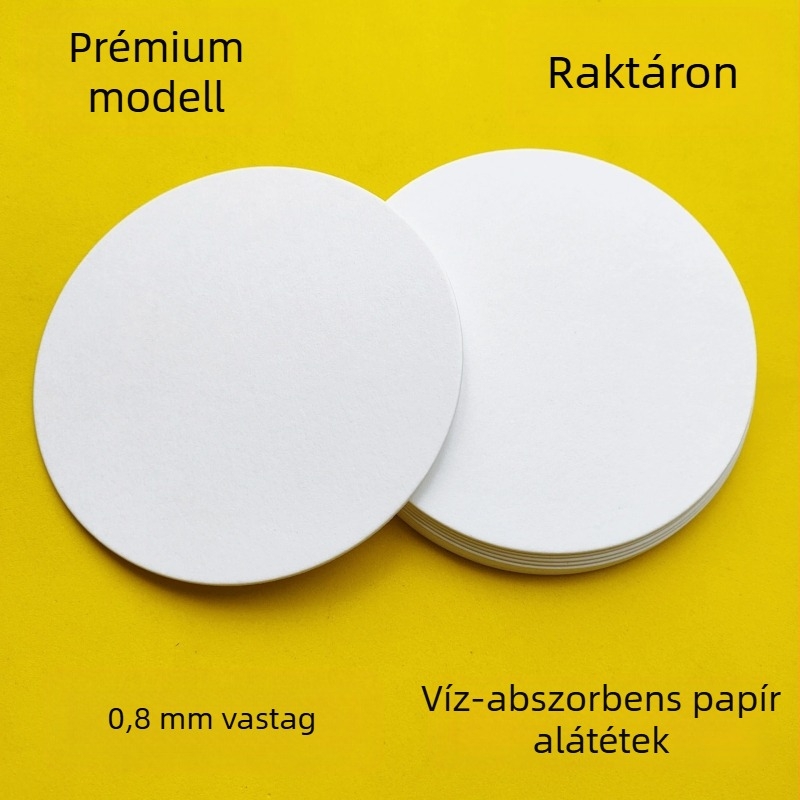 Prémium poháralátétek szállodákhoz és bárokhoz, nedvszívó papírból, egyszer használatos