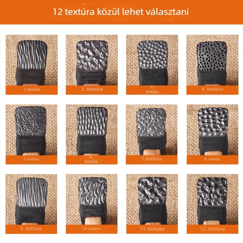 Textúra kalapács fából készült nyéllel – DIY gravírozáshoz arany- és ezüst ékszerekhez (karkötők és gyűrűk) hullám mintázattal
