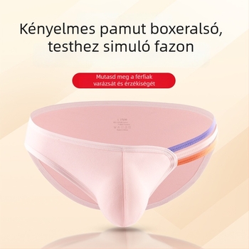 Férfi pamut alsónadrág, egyszínű, légáteresztő, U‑formájú kialakítás, sportos