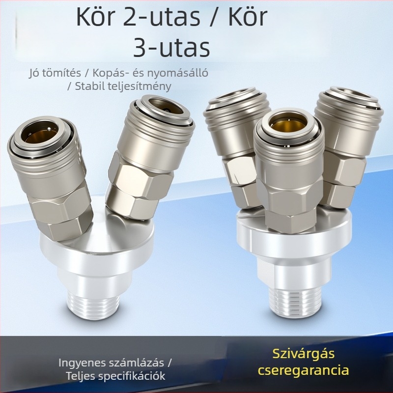 SMYSMV4 C-típusú gyorscsatlakozó – kerek három- és kétutas csatlakozó belső és külső menettel, pneumatikus pumpa kiegészítők, önzáró levegővezeték