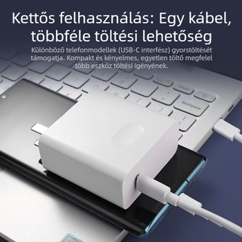 65W-os univerzális töltő garnitúra laptopokra és mobiltelefonokra