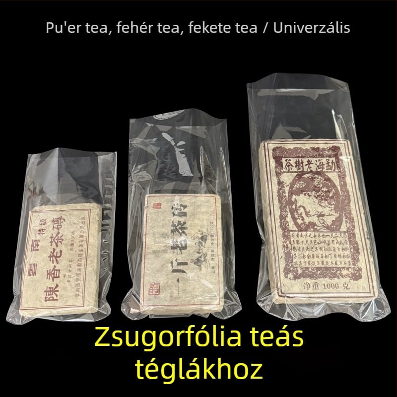 Pu'er tea brick hőszorító film, átlátszó PVC zárófólia teablokk csomagolásához, 250 g–1000 g