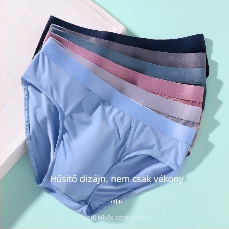 Férfi nyári vékony ice-silk brief, középmagas derekú, lélegző, antibakteriális ágyéktáj, gyorsan száradó, szexi