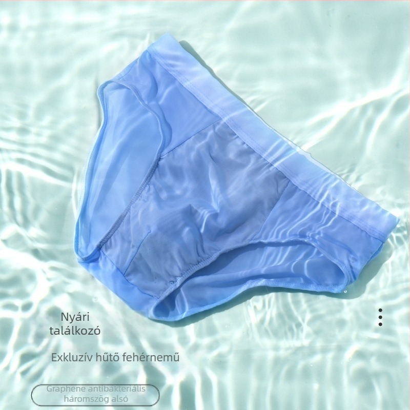 Férfi nyári vékony ice-silk brief, középmagas derekú, lélegző, antibakteriális ágyéktáj, gyorsan száradó, szexi