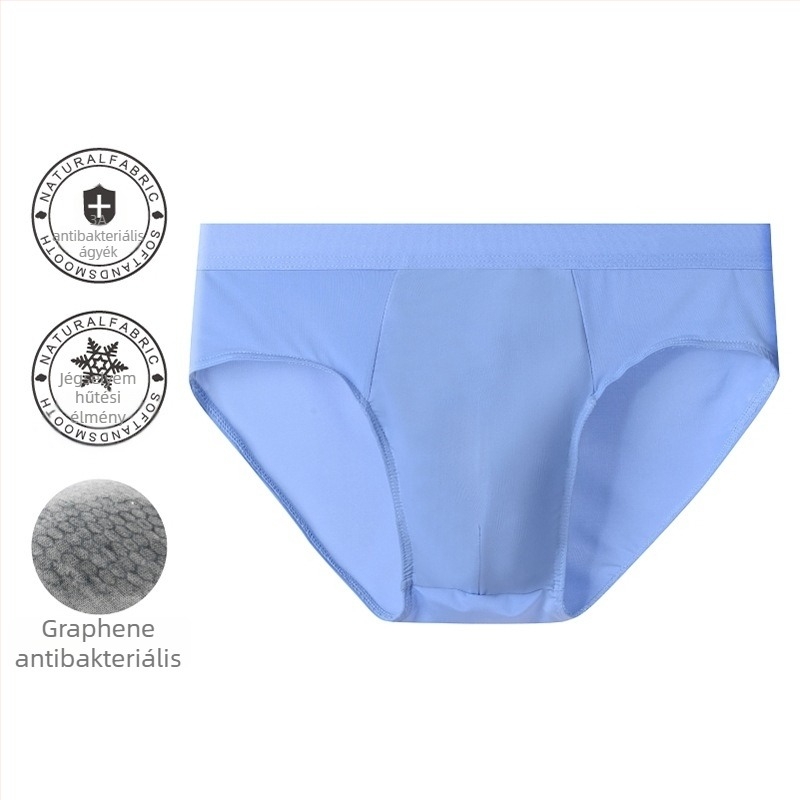 Férfi nyári vékony ice-silk brief, középmagas derekú, lélegző, antibakteriális ágyéktáj, gyorsan száradó, szexi