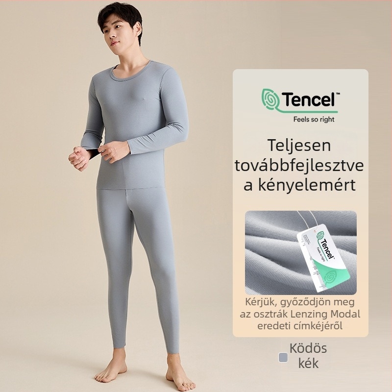 Férfiak számára készült Modal termikus alsóruha szett hosszú ujjú felsővel és nadrággal, antibakteriális, vastag anyag, kényelmes és rugalmas