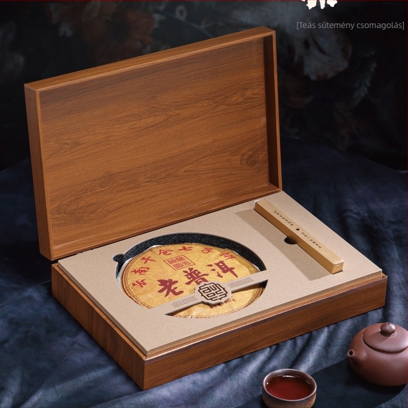 Pu'er tea torta ajándékdoboz – üres doboz teáskéssel, magas minőség Tonglao Ban Zhang és Fuding fehér teával, 357 g