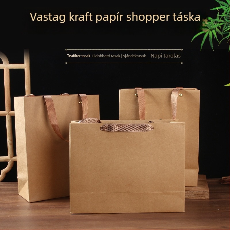 Kraft papírtáska tealevelekhez, prémium kézitáska, ruházati táska, készleten