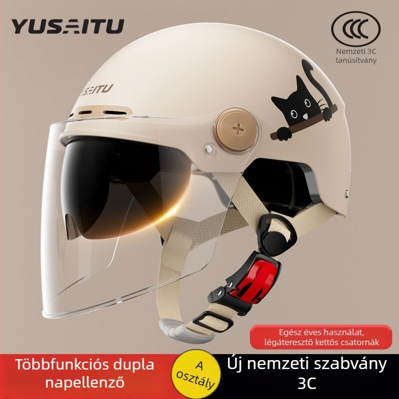 3C-tanúsított, A osztályú sisak elektromos járművekhez és motorkerékpárokhoz, dupla lencsével, UV-védelem, uniszex, minden évszakra