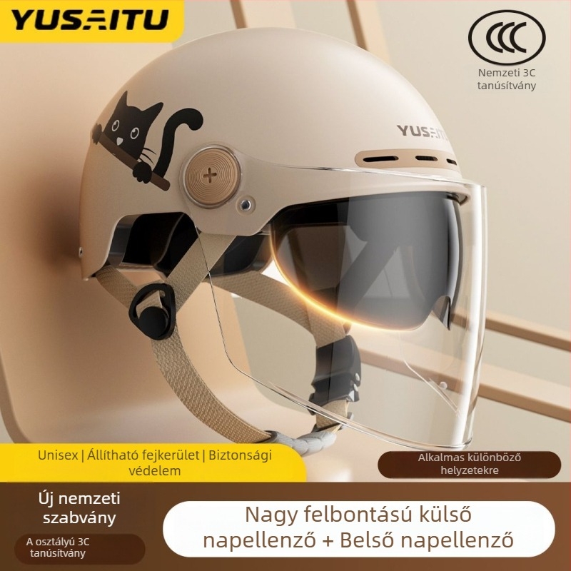 3C-tanúsított, A osztályú sisak elektromos járművekhez és motorkerékpárokhoz, dupla lencsével, UV-védelem, uniszex, minden évszakra